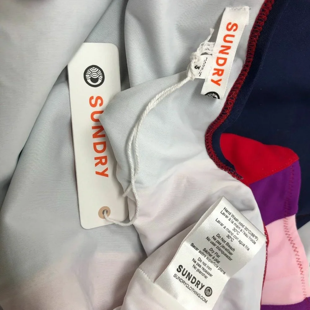 Sundry Anthropologie Colorblock One Piece Swim Suit Size Large 3 Bathing Suit - Picture 14 of 16